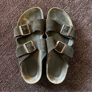 Perfectly Worn In Brown Suede Birkenstock Arizona Sandals